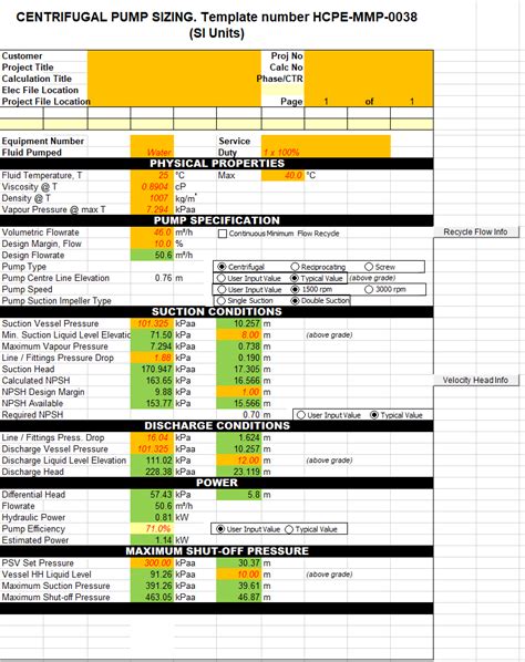 free excel template for calculating centrifugal pump horsepower|centrifugal pump size calculation sheet.